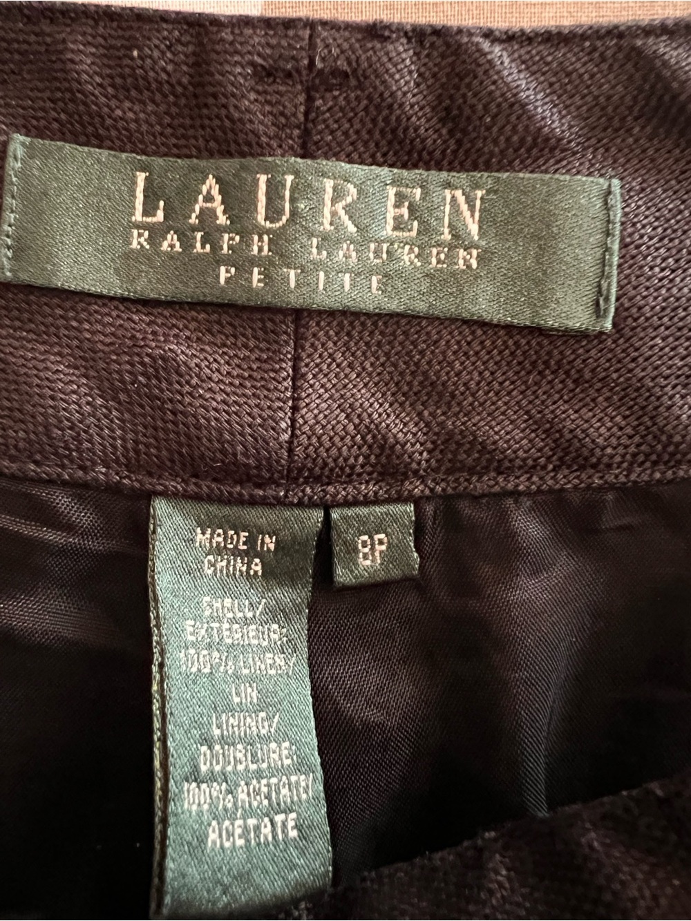 Ralph Lauren Petite Black Linen Pants Fully Lined - Picture 3 of 5